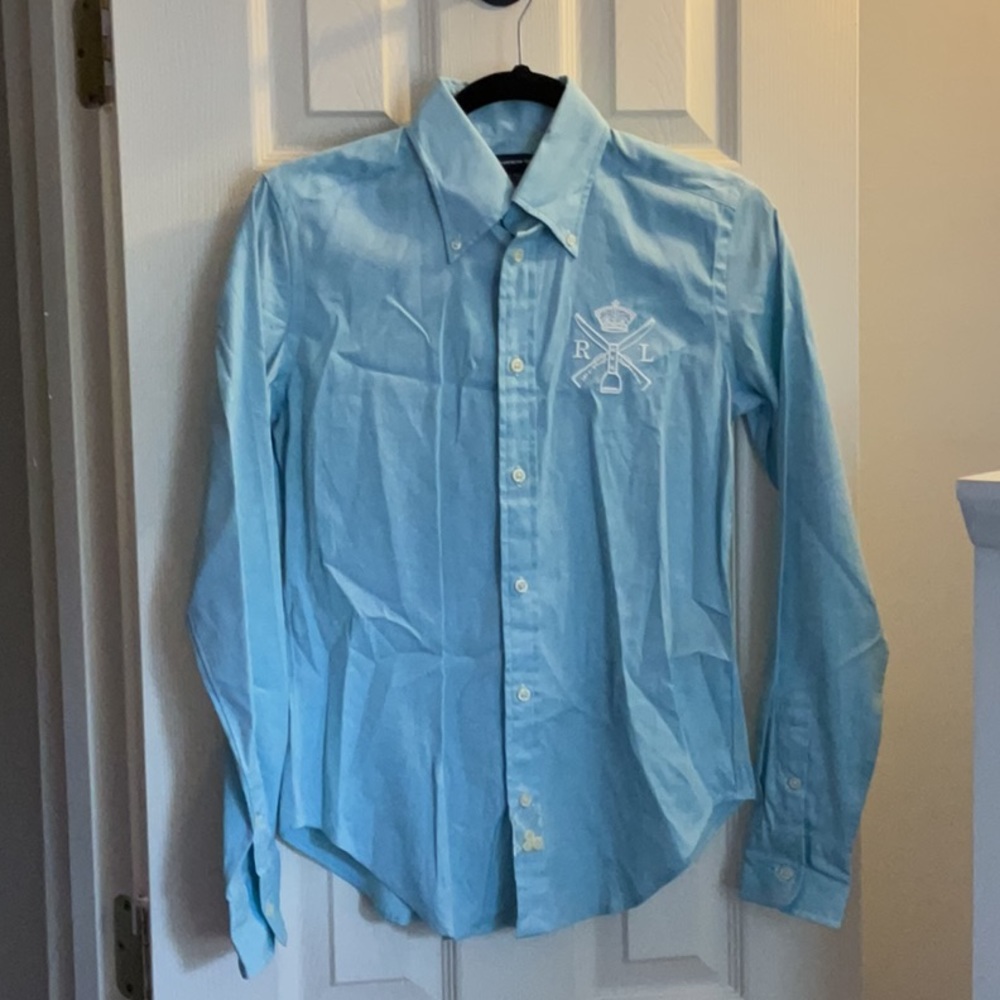 Women’s Ralph Lauren Polo LS Turquoise New Button Down Shirt Size 6 Sport